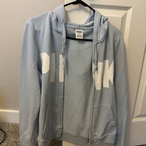 Light Blue Hoodie with White Logo